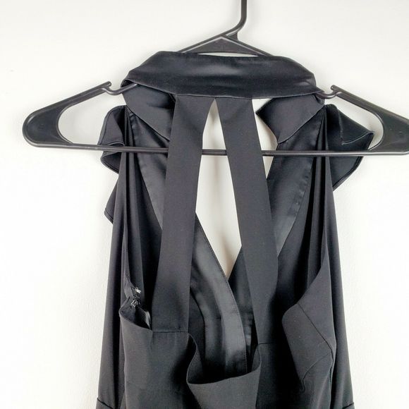 BCBGeneration Black Ruffle Tuxedo Mini Dress Sz 0 - Picture 4 of 8